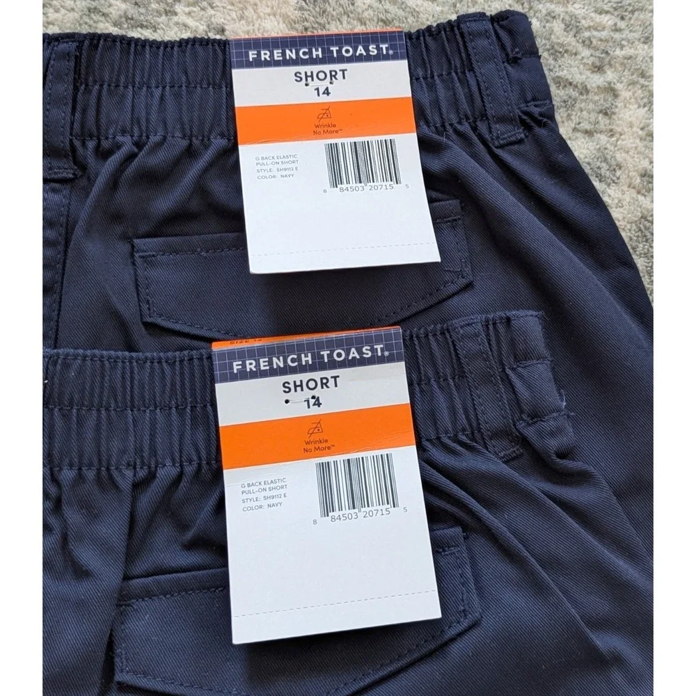 French Toast Uniform‎ Shorts Youth Size 14 Boys Flat Front Navy Shorts Lot of 2